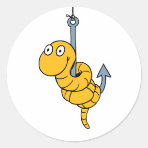 Smiling Worm on Hook Sticker