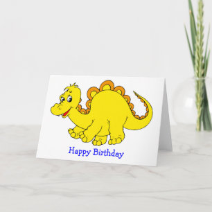 Smiling Yellow Dinosaur Birthday Card