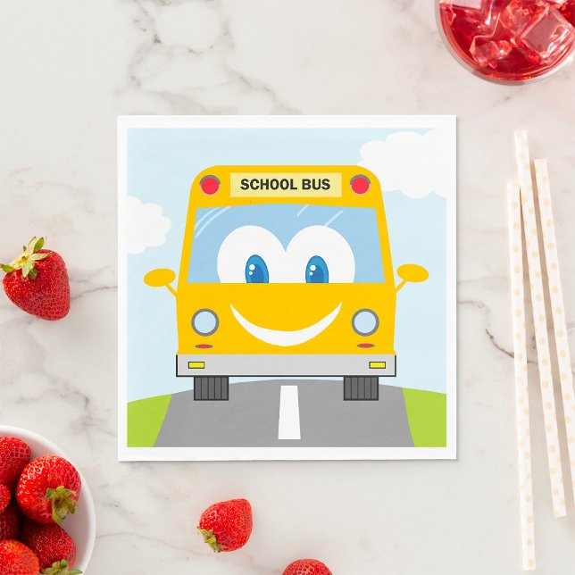 Smiling Yellow School Bus Napkin (Creator Uploaded)