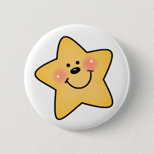 Smiling Yellow Star 6 Cm Round Badge