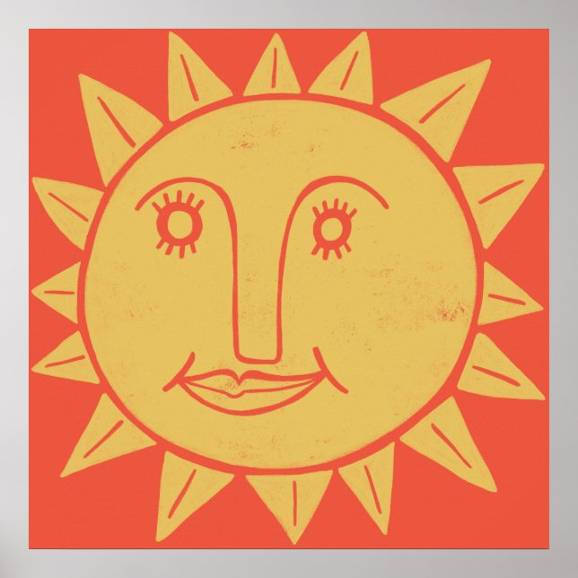 Smiling Yellow Sun Art Poster (Front)