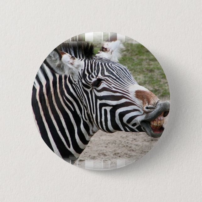 Smiling Zebra Button (Front)