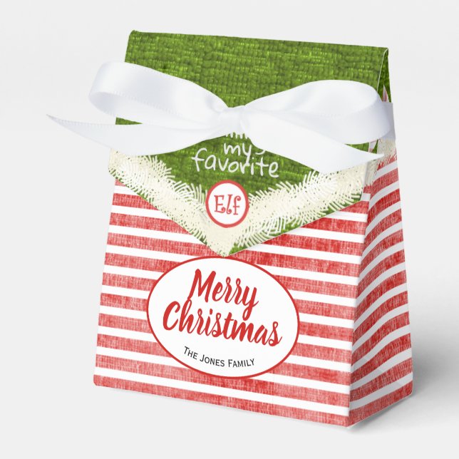 "Smiling's my favourite" Christmas Elf Fun Quote Favour Box (Front Side)