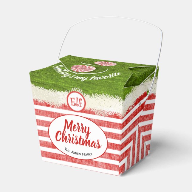"Smiling's my favourite" Christmas Elf Fun Quote Favour Box (Front Side)