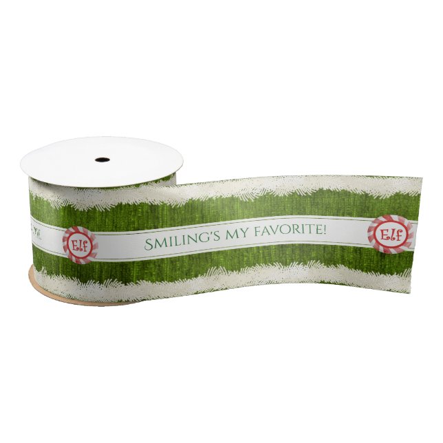 "Smiling's my favourite" Christmas Elf Quote Satin Ribbon (Spool)
