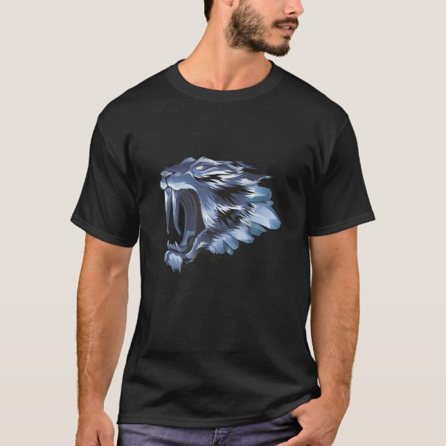 Smilodon Sabertooth Tiger Cat Iced Blue Design Pre T-Shirt (Front)