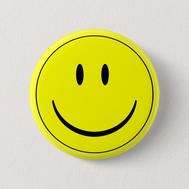 Smily face bottin 6 cm round badge (Front)