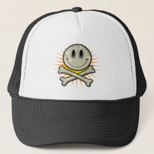 Smily Skull and Crossbones Trucker Hat