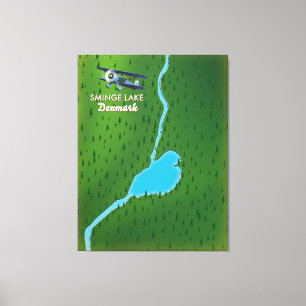 Sminge Lake Denmark travel map Canvas Print