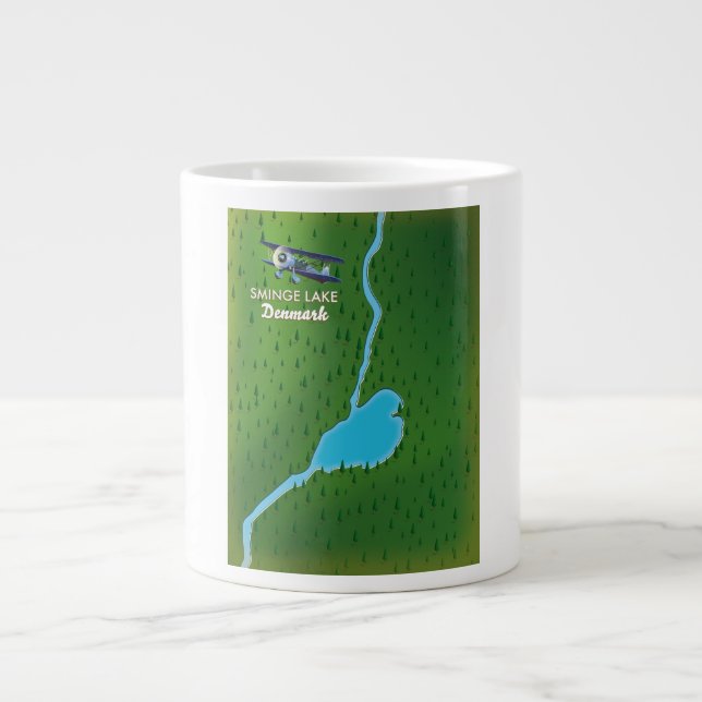 Sminge Lake Denmark travel map Large Coffee Mug (Front)
