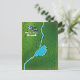 Sminge Lake Denmark travel map Postcard
