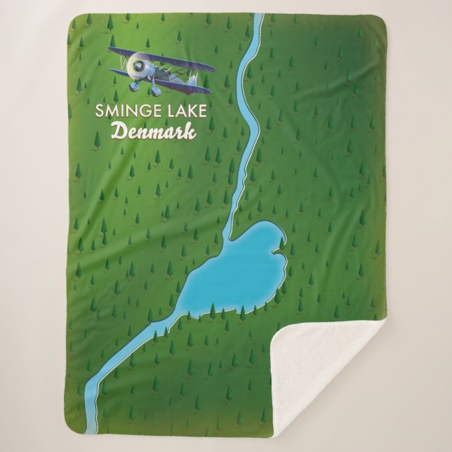 Sminge Lake Denmark travel map Sherpa Blanket (Front)