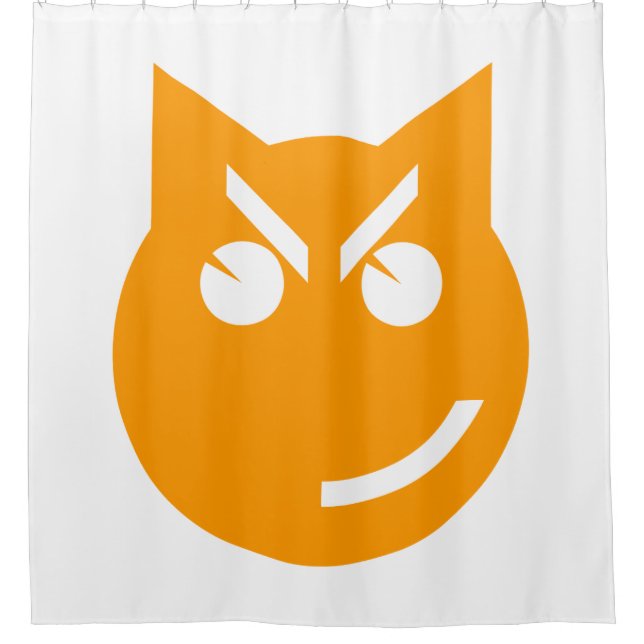 Smirking Emoji Cat Shower Curtain (Front)
