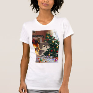 Smirking Kitten Christmas Chaos 1 women's T-Shirt