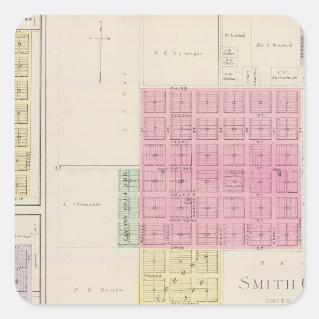 Smith Centre, Gould City, Motor, Webster, Kansas Square Sticker (Front)