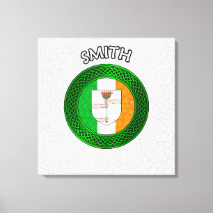 Smith Crest & Celtic Knot on Shamrock Canvas Print