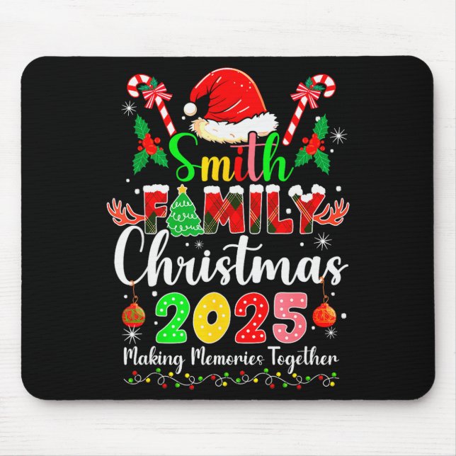 Smith Family Christmas 2025 Matching Santa Hat Xma Mouse Mat (Front)