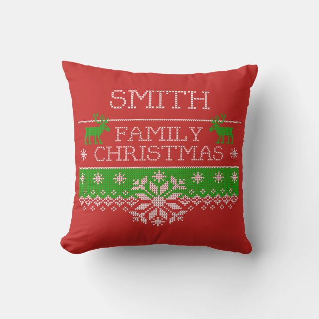 Smith Family Christmas Celebration Pillow (Front)