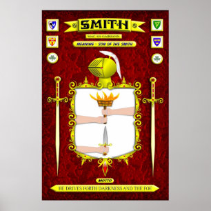 SMITH FAMILY COAT OF ARMS CREST AND SHIELD POSTER