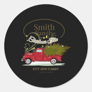 Smith Family Name Cut And Carry Christmas Tree Far Classic Round Sticker