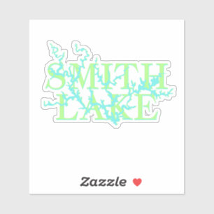 Smith Lake Map Blue and Green Sticker