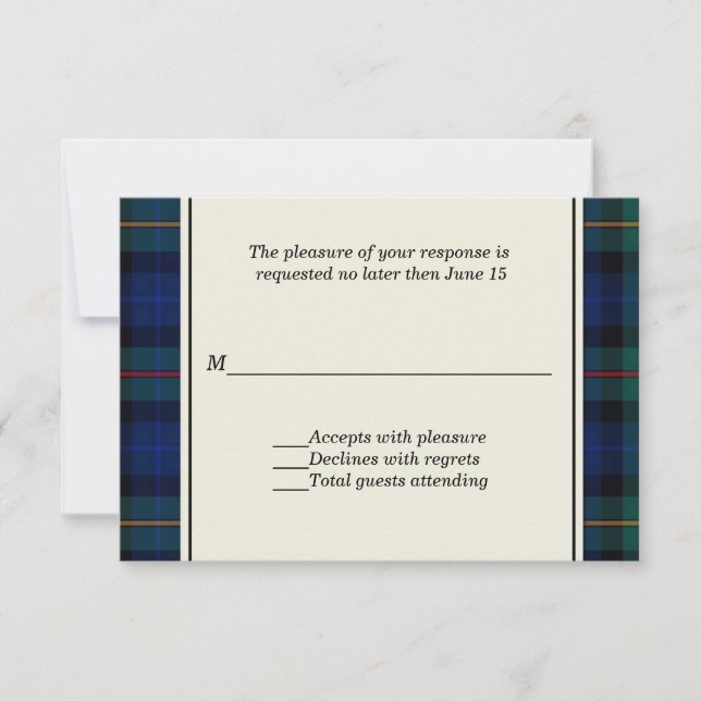 Smith Plaid Custom Wedding RSVP Card (Front)