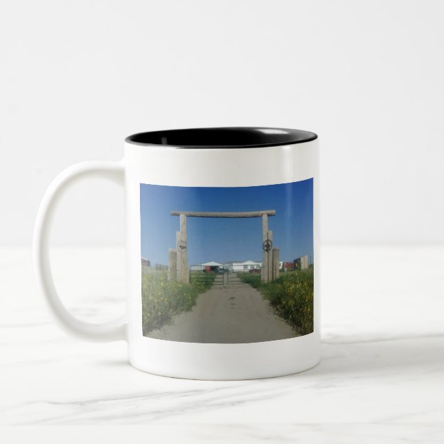 Smith Rescue Ranch entrance Two-Tone Coffee Mug (Left)
