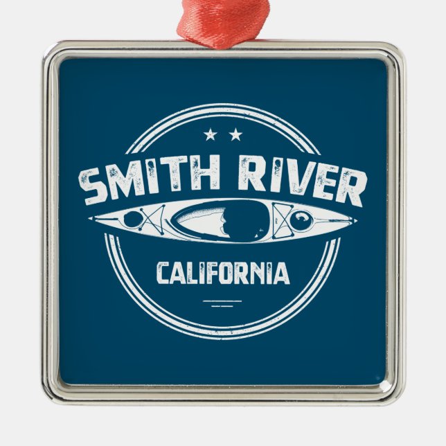 Smith River California Kayaking Metal Tree Decoration (Front)