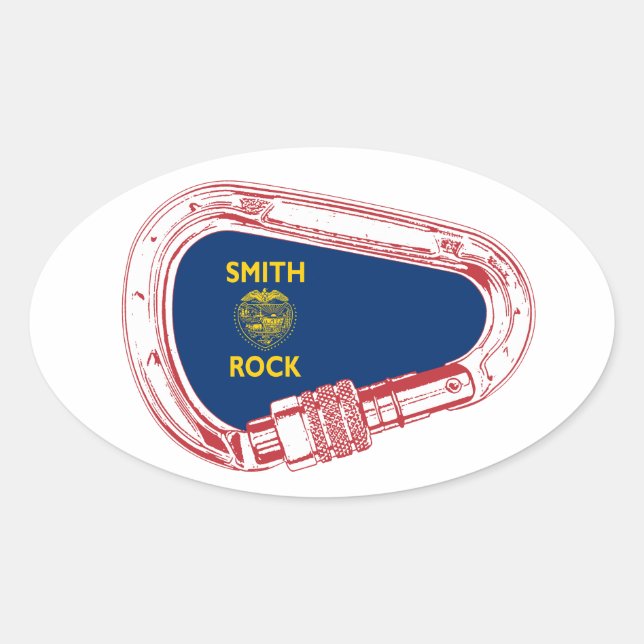 Smith Rock Climbing Carabiner Oval Sticker (Front)