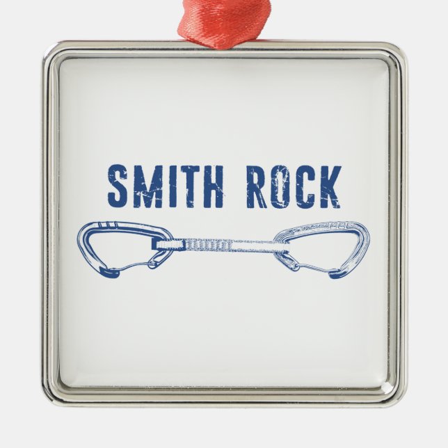 Smith Rock Climbing Quickdraw Metal Tree Decoration (Front)
