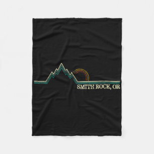 Smith Rock Oregon Retro Mountain Climbing Summer Fleece Blanket