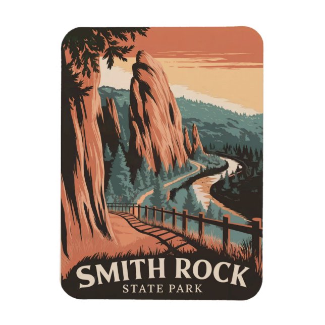 Smith Rock State Park Vintage Magnet (Vertical)