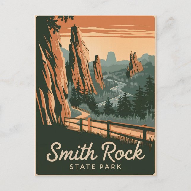 Smith Rock State Park Vintage Postcard (Front)