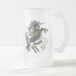 Smith Tartan Unicorn Frosted Glass Beer Mug