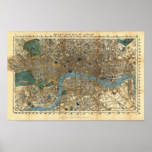 Smith's new map of London 1860 Poster