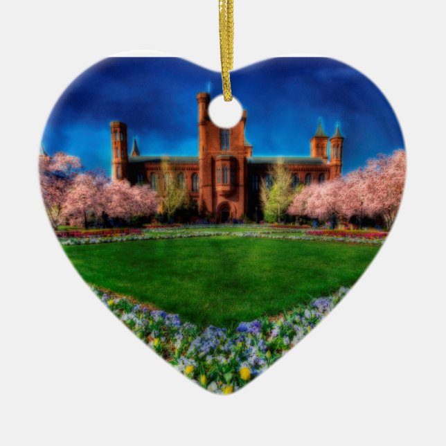 Smithsonian Castle Garden Cherry Blossoms Ceramic Tree Decoration (Front)