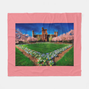 Smithsonian Castle Garden Cherry Blossoms Fleece Blanket