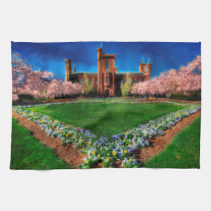 Smithsonian Castle Garden Cherry Blossoms Tea Towel