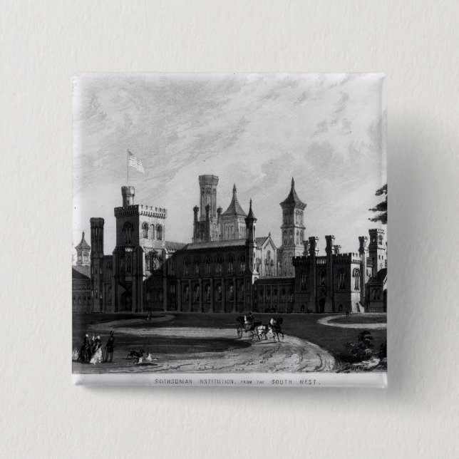 Smithsonian Institution from the South West 15 Cm Square Badge (Front)