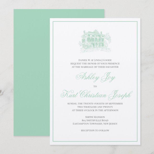 Smithville Mansion Wedding Invitation (Front/Back)