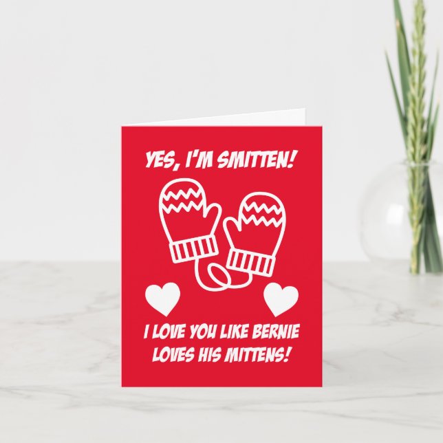 Smitten Bernie Mittens Holiday Card (Front)