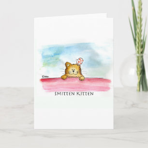 Smitten Kitten - Cute Watercolor Art Holiday Card