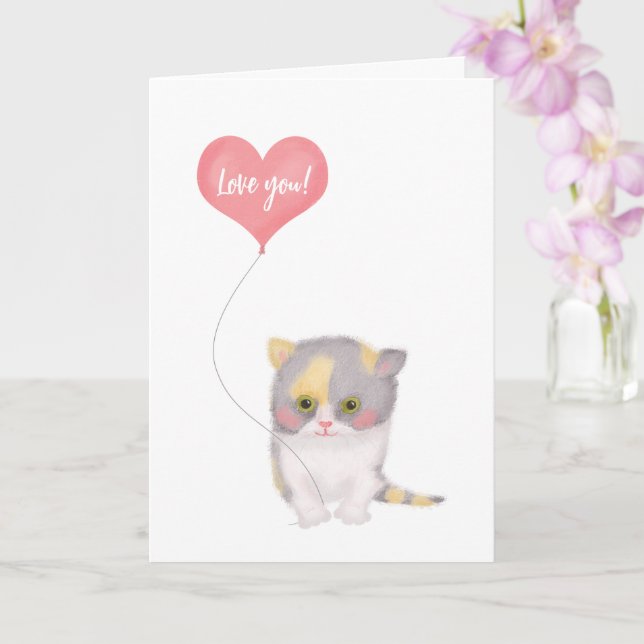 Smitten Kitten 'Love you' Valentine's Day card (Orchid)