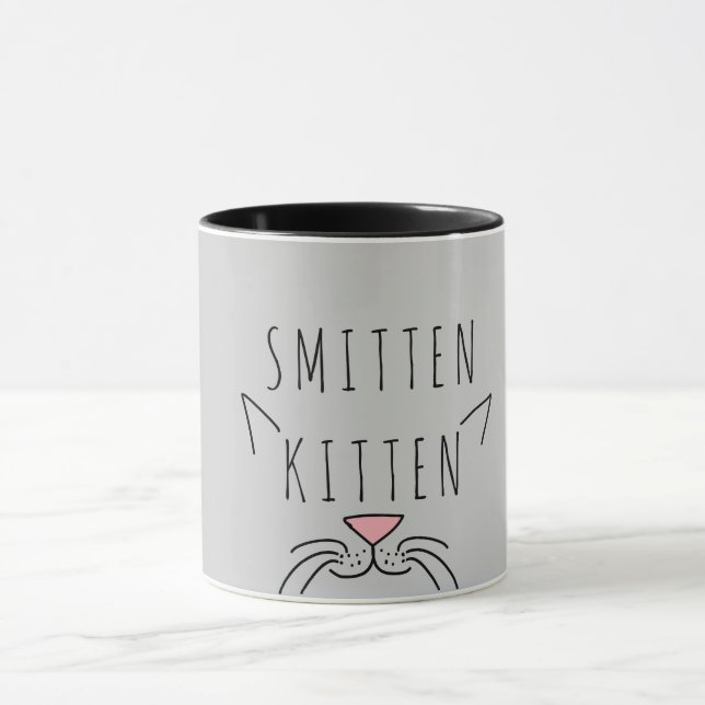 Smitten Kitten Typography Cat Ears & Whiskers Mug (Center)