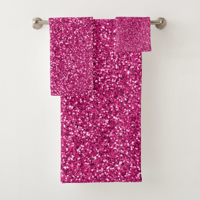 Smitten Pink Glitter Bath Towel Set (Insitu)