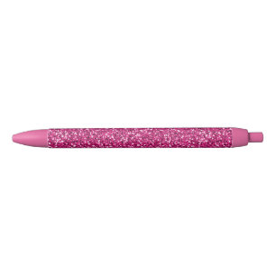 Smitten Pink Glitter Black Ink Pen
