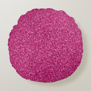 Smitten Pink Glitter Round Cushion