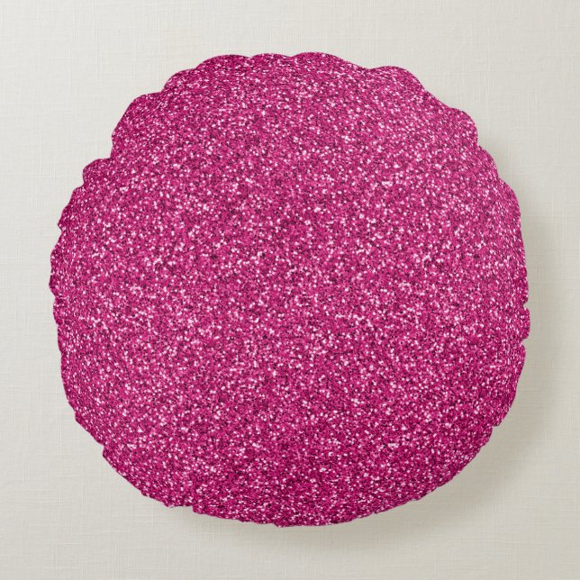 Smitten Pink Glitter Round Cushion (Front)