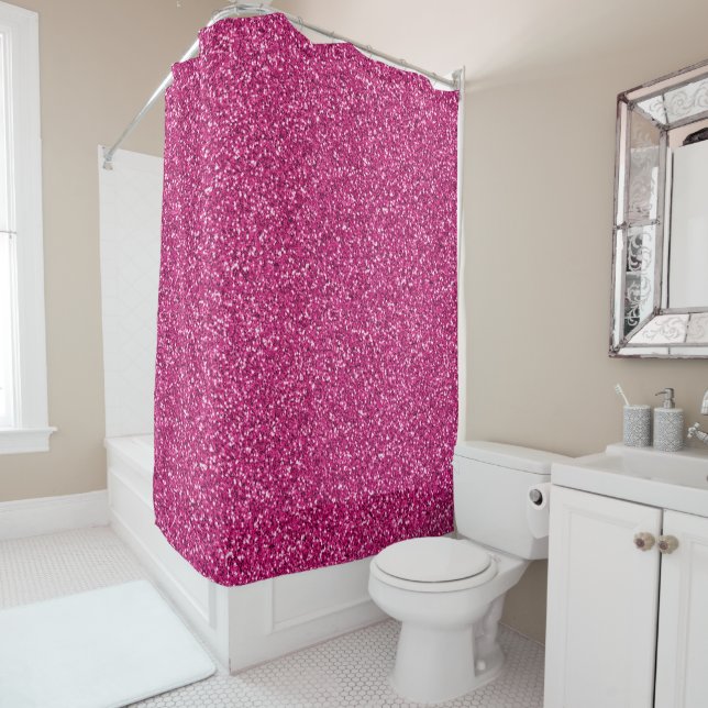Smitten Pink Glitter Shower Curtain (In Situ)