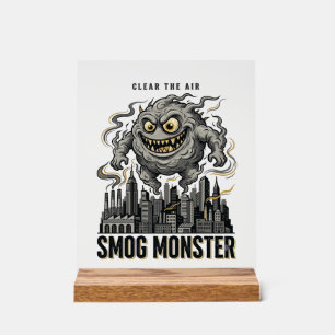Smog Monster Shirt Vintage Engraving Eco Warning A Acrylic Sign